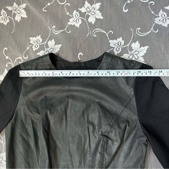 Robert Rodriguez Black Stretch Knit and Leather Long Sleeve Dress Sz 4 - Picture 8 of 13